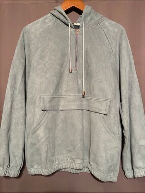 Light Sage Pullover Hoodie with Quarter Zip